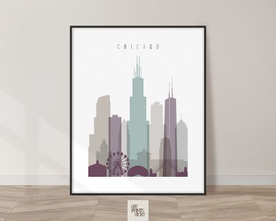Chicago print skyline pastel 2