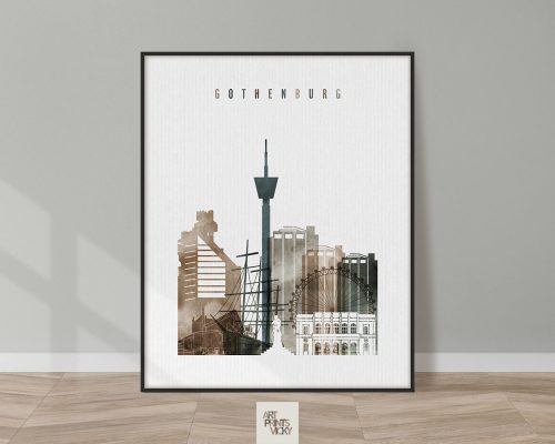 Gothenburg skyline poster watercolor 2