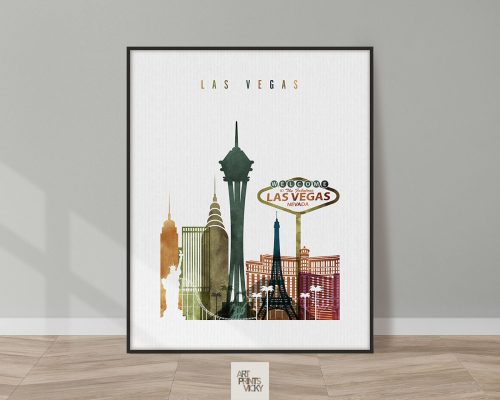 Las Vegas skyline art watercolor 3