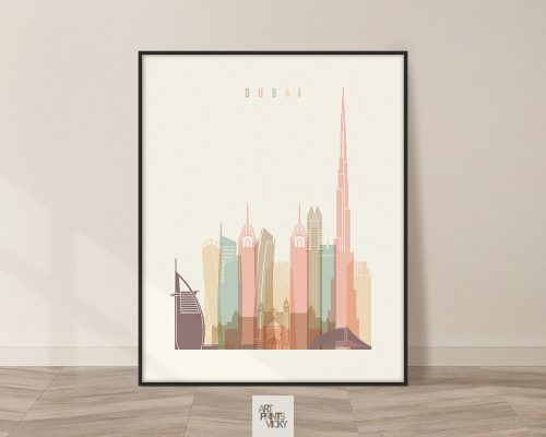 Dubai skyline print pastel cream