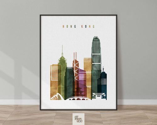 Hong Kong skyline print watercolor 3