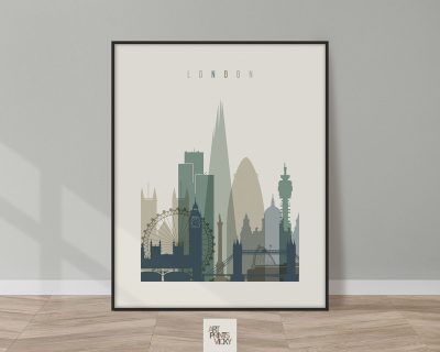 London print skyline earth tones 1