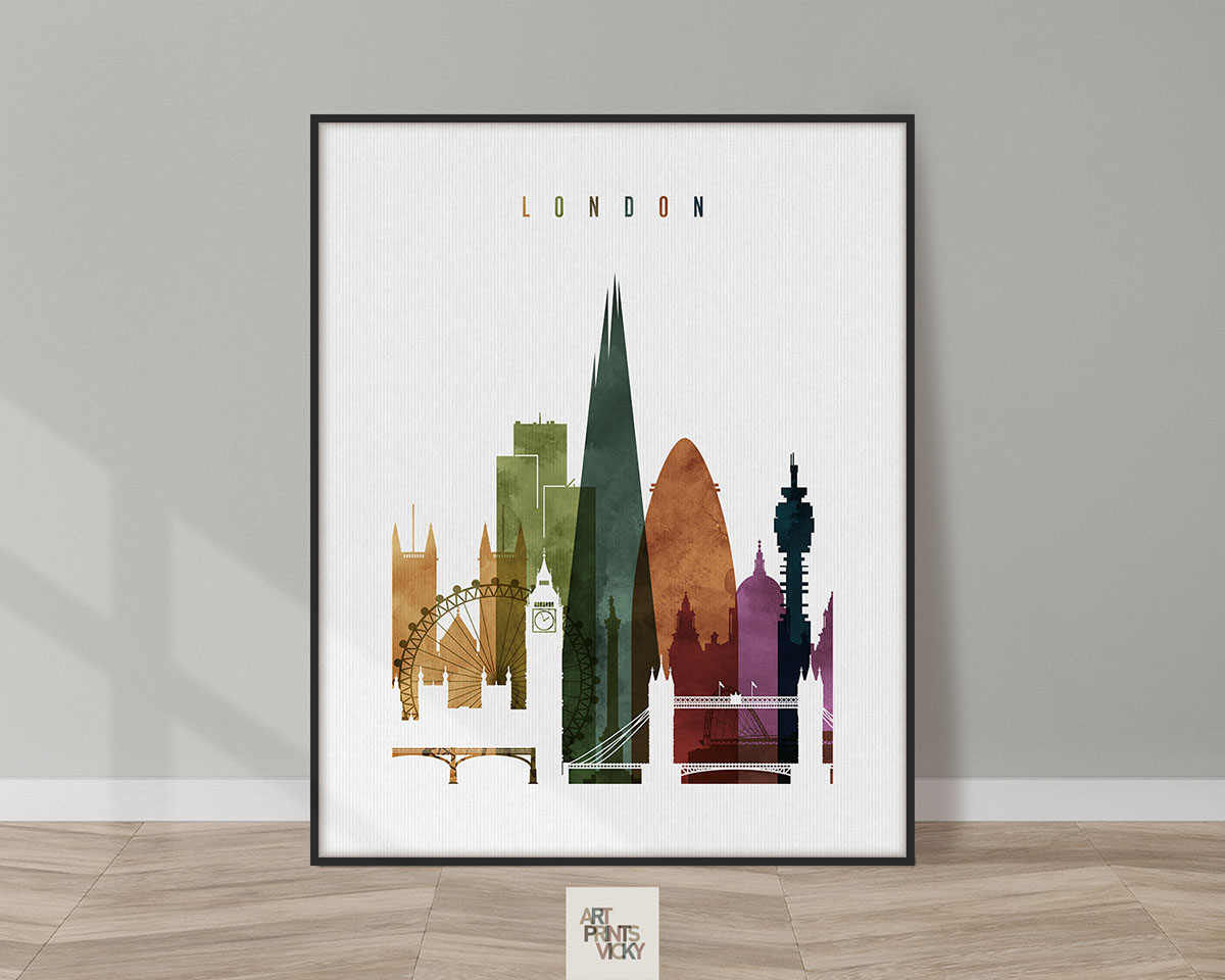 London skyline print watercolor 3