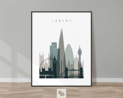 London art print skyline earth tones 4