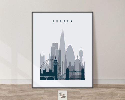 London skyline poster grey blue