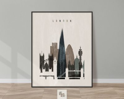 London skyline print distressed 2