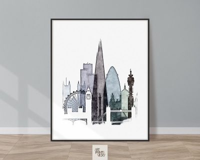 London drawing print cool tones