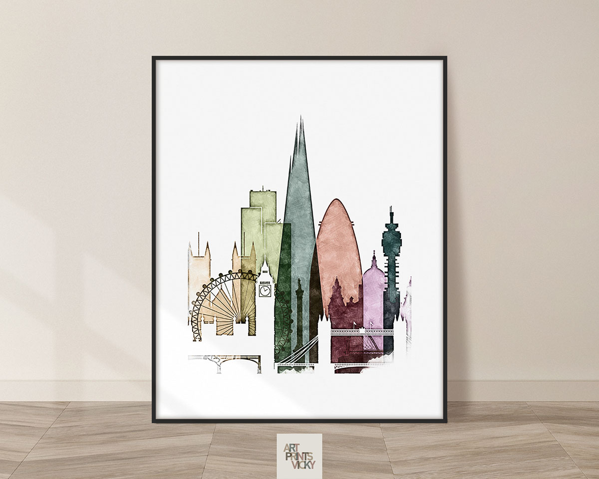 London drawing poster coloful tones