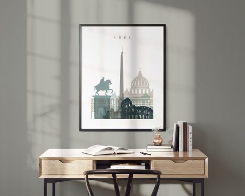 Rome skyline poster earth tones 4 second photo