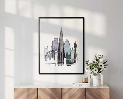 London drawing print cool tones second