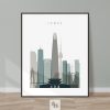 Seoul Skyline Poster Earth Tones 4