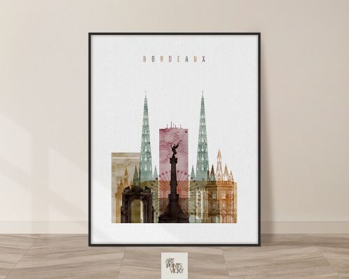 Bordeaux skyline watercolor 1 poster