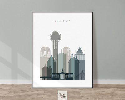 Dallas art print skyline earth tones 4