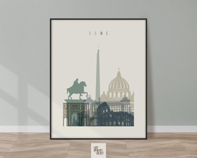 Rome print skyline earth tones 1