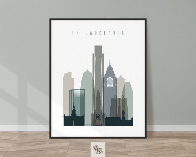 Philadelphia art print skyline earth tones 4