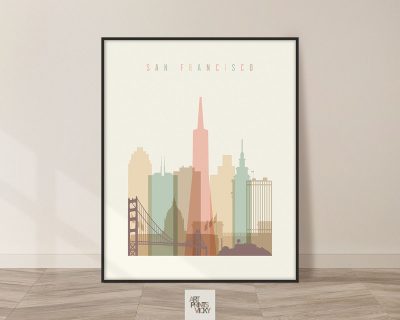 San Francisco skyline poster pastel cream