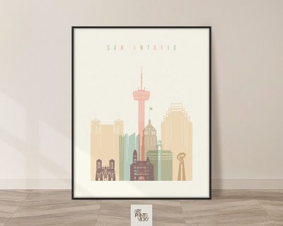 San Antonio poster skyline pastel cream