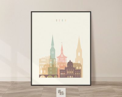 Bern art print skyline pastel cream