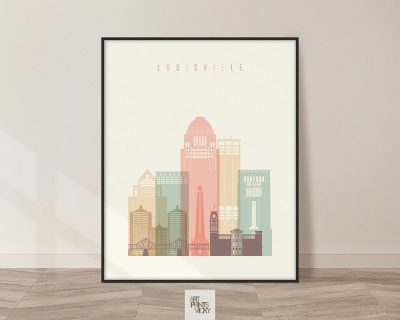 Louisville art print skyline pastel cream