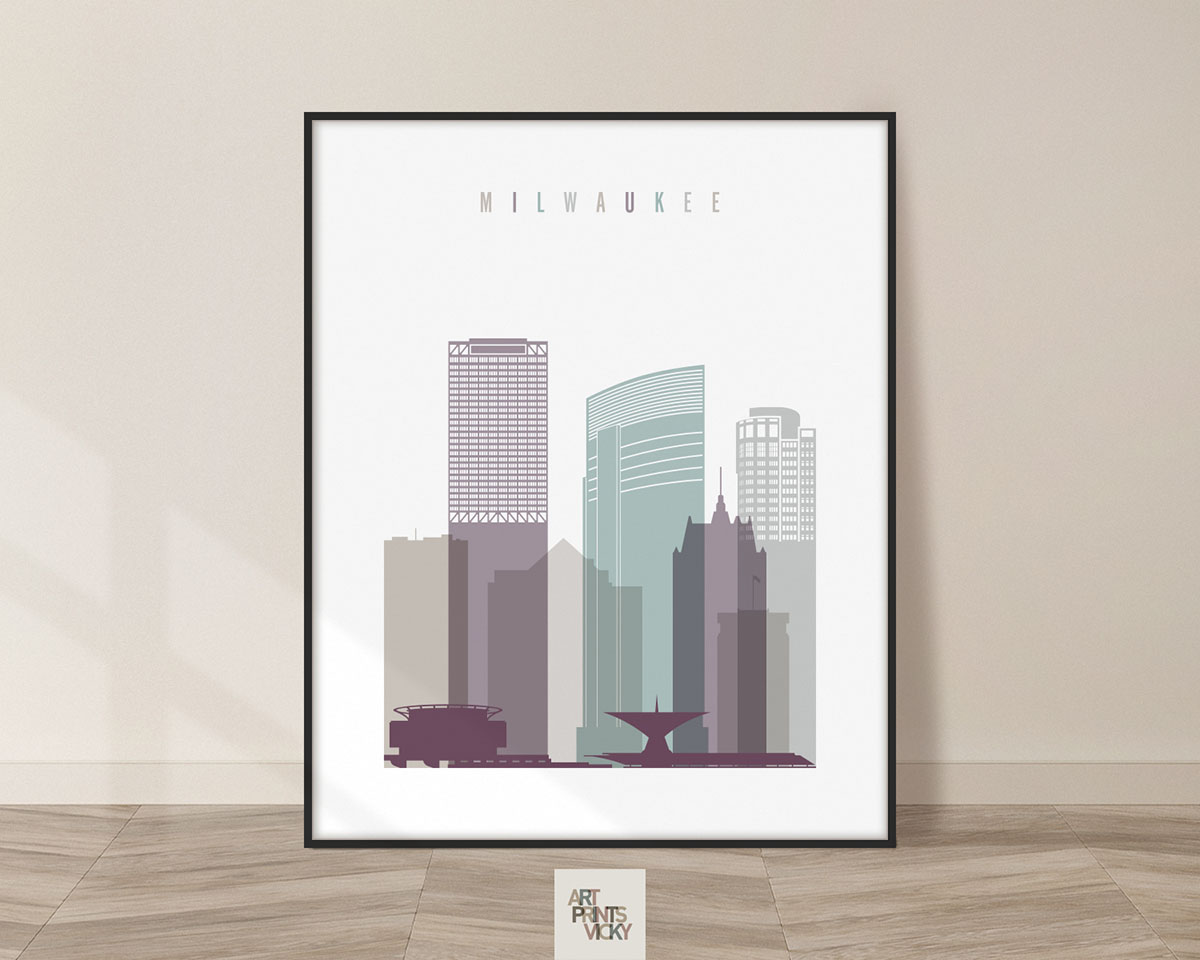 Milwaukee skyline print pastel 2