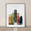 Detroit skyline print watercolor 3