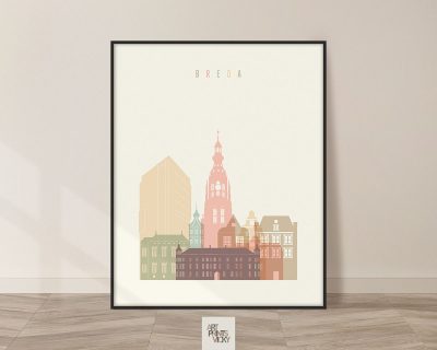 Breda skyline poster pastel cream