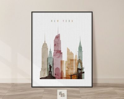 New York skyline poster watercolor 1