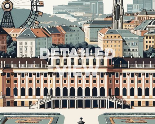 Smooth travel style art print of the Vienna skyline detail by ArtPrintsVicky