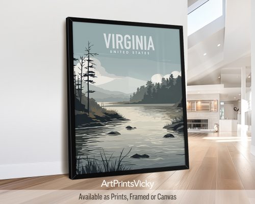 Virginia State natural landscape vector illustration poster by ArtPrintsVicky