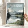 Washington State natural landscape vertical vector illustration poster by ArtPrintsVicky