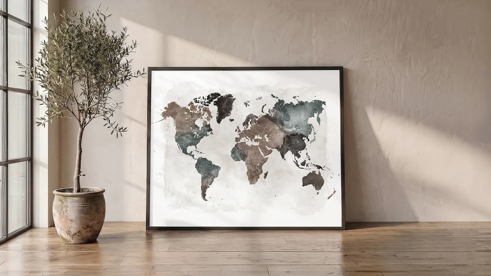 Watercolor World Map Poster in Rich Colors | ArtPrintsVicky