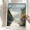 West Virginia State natural landscape vertical vector illustration poster by ArtPrintsVicky