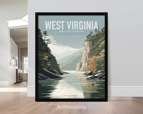 West Virginia State natural landscape vertical vector illustration poster by ArtPrintsVicky