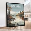 Wisconsin State natural landmark vertical vector illustration poster by ArtPrintsVicky