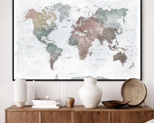 Alternative view of World Map Wall Art Poster - Detailed Large Decor