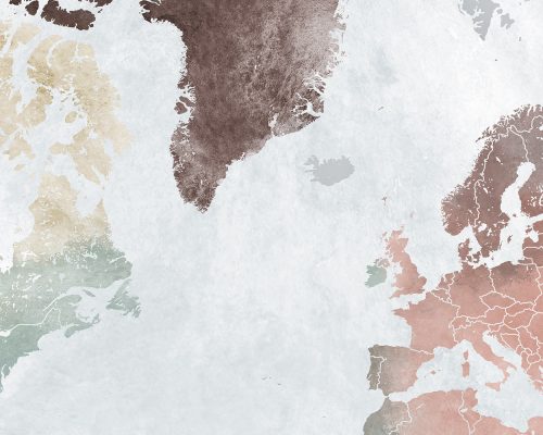 World map illustrated in pastel colors with various regions highlighted.