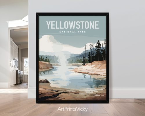 Yellowstone national park vector illustration poster by ArtPrintsVicky
