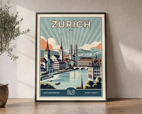 Zurich Travel Poster — Vintage Wall Art Print