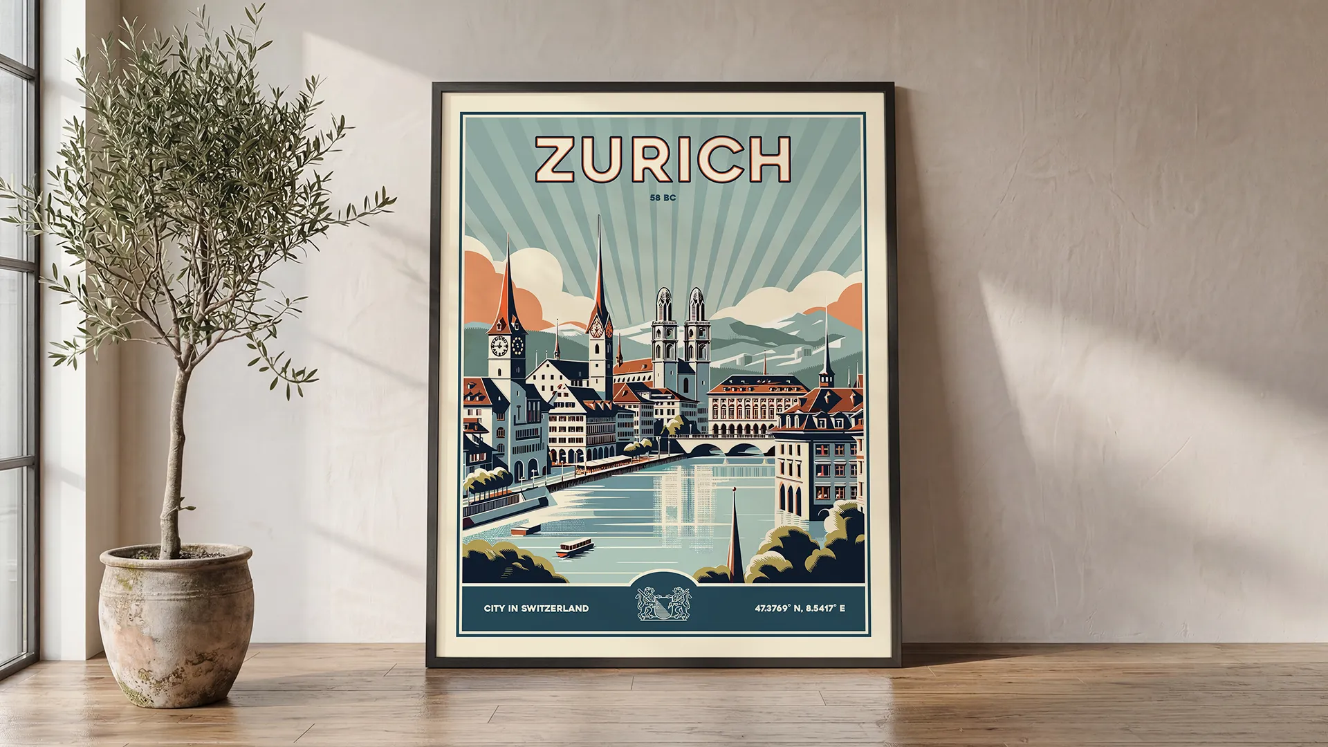 Zurich Travel Poster — Vintage Wall Art Print | ArtPrintsVicky