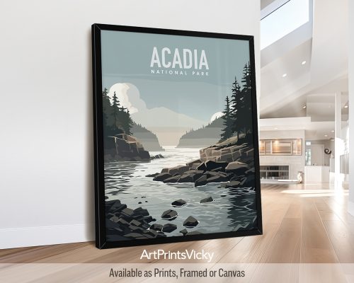 Acadia National Park Maine vector illustration poster by ArtPrintsVicky