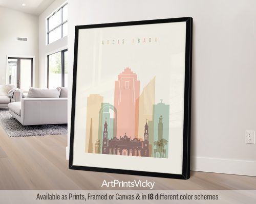 Addis Ababa City Poster in Warm Pastels by ArtPrintsVicky