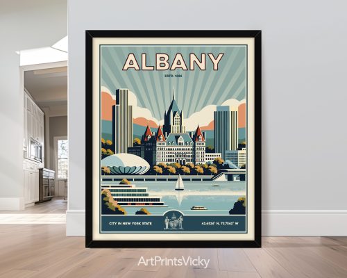 Albany NY Poster Inspired by Retro Travel Art