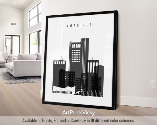 Amarillo Poster: Big Skies, Bold Spirit (Black & White) by ArtPrintsVicky