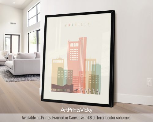 Amarillo City Print in Warm Pastels by ArtPrintsVicky