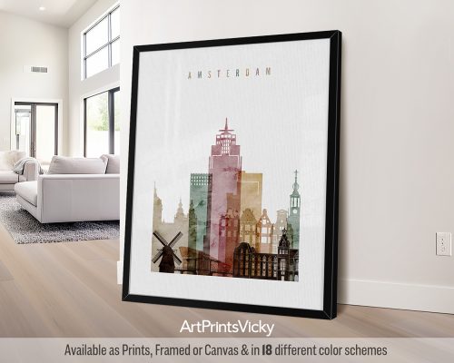 Amsterdam Watercolor Print: Dreamy Canal Reflections
