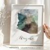Artistic representation of the state of Arizona with watercolor effects in a framed format.