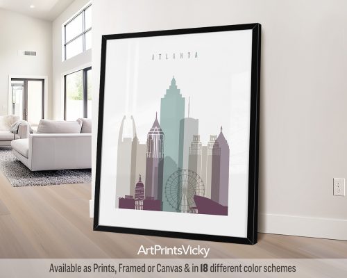 Atlanta travel poster in cool Pastel 2 style by ArtPrintsVicky