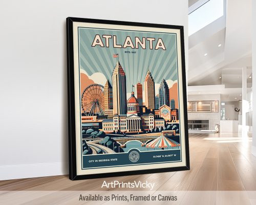 Atlanta Poster Inspired by Retro Travel Art