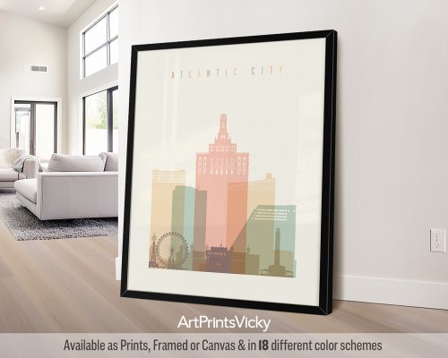 Atlantic City Poster in Warm Pastels by ArtPrintsVicky