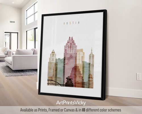 Austin Watercolor: Serene Skyline Poster